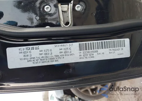 2017 Chrysler 300 300S Alloy Edition z USA, uszkodzony, nr VIN 2C3CCABG1HH593898